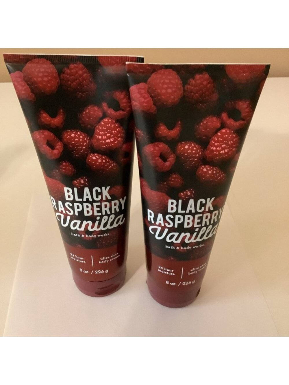 Bath Body Works BLACK RASPBERRY VANILLA Moisture Ultra Shea Cream 8 oz, Lot Of 2